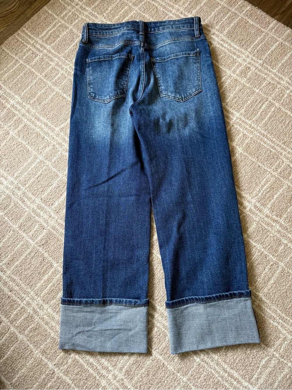 Women's Dark Blue Cuffed Denim Jeans